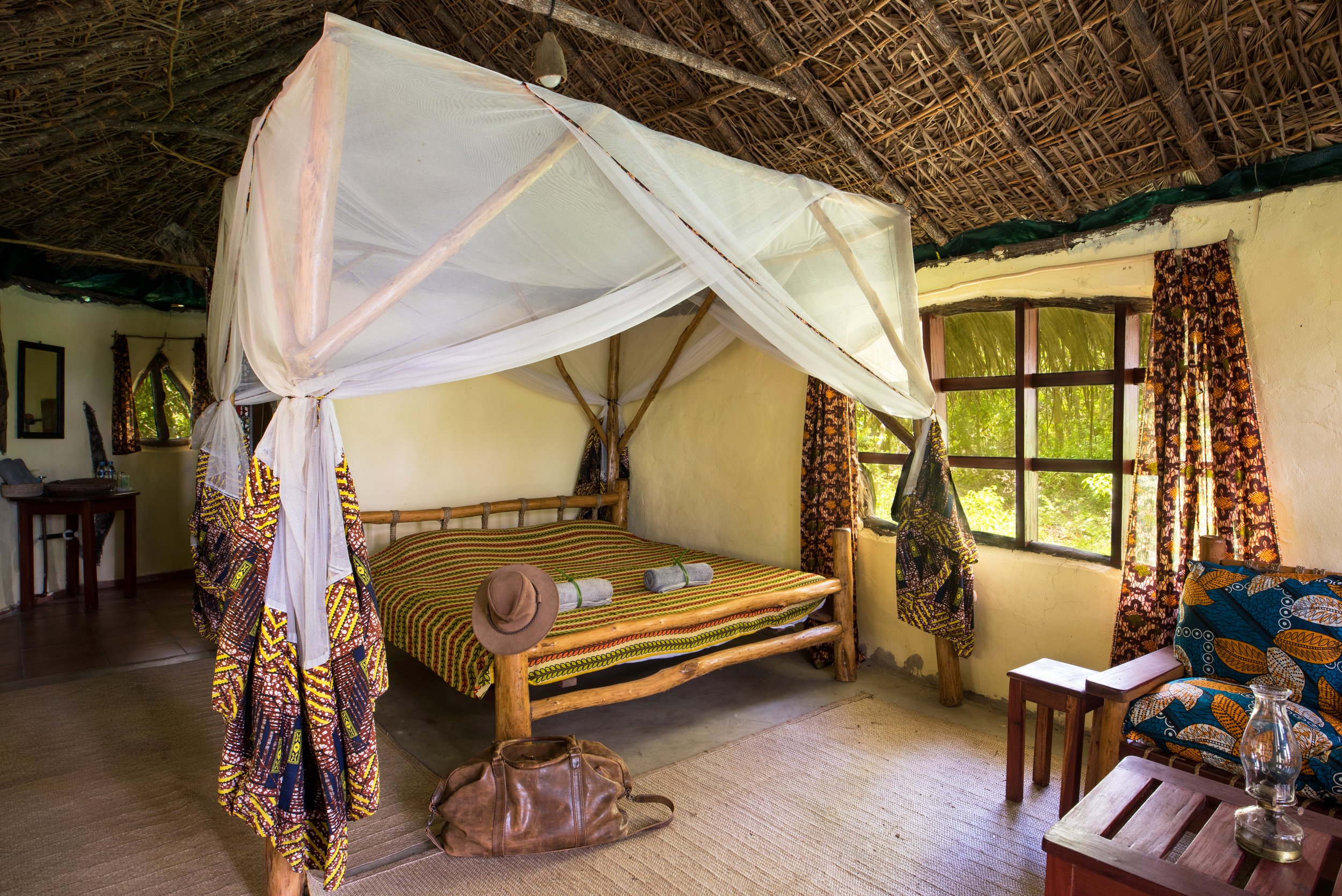 selous mudhut interior accommodation